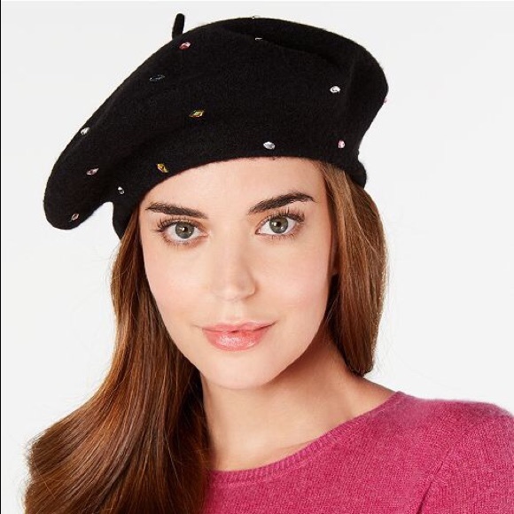INC International Concepts Accessories - INC Jewel-Embellished Beret (Black)